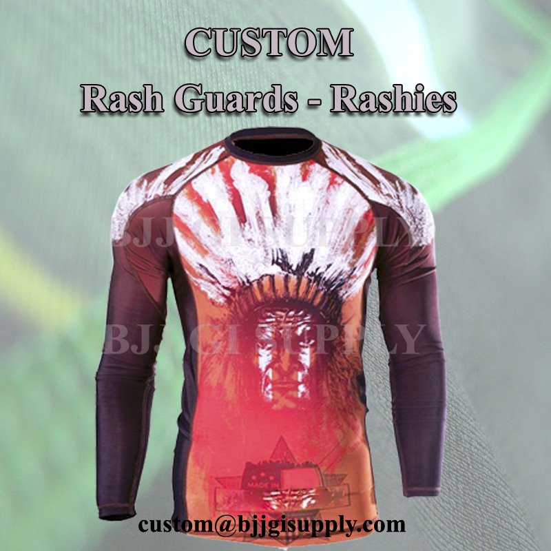 Customized Rashguard Lycra Custom Rash LS MMA BJJ Grappling JiuJitsu S M L XL XX 